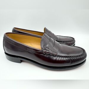 Bostonian Crown Windsor Penny Loafers Burgundy Leather Dress Shoes Men's 9.5 D